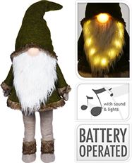 GNOME SINGING W/ BEARD AND LED