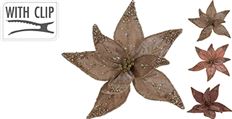 FLOWER W/CLIP GLITTER 3/ASST 30CM