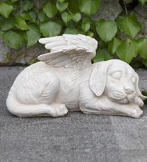 STATUE ANGEL DOG W/WINGS 9.75&quot; WHT