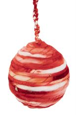 ORNAMENT BALL YARN 6" RED/WHITE