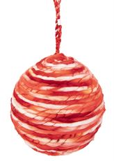 ORNAMENT BALL YARN 8" RED/WHITE