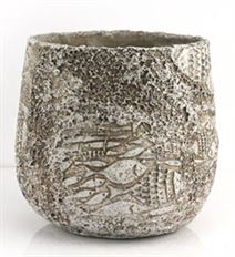 POTTERY 7.25"H 7.5"D FOSSIL