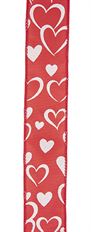 RIBBON MODERN HEART #9 1.5X50Y RD/W