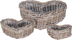 BASKET HEART SHAPE S/3 GREY