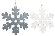 SNOWFLAKE HANGING 30CM 4 BLU/WHT