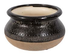 POTTERY BEANPOT 19X11.5 BL/BRN