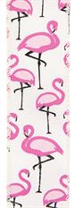 RIBBON FLAMINGOS 1.5"X10YD IVRY/PNK
