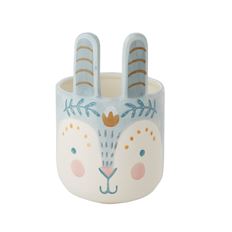 POT FROLIC BUNNY 7.25X4.5 BLUE