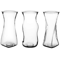 ROSE VASE 9.75" ASSORTED CLEAR 12/C