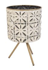 PLANTER METAL PRESSED 11X7" WHITE