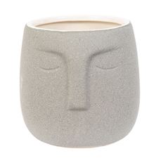 POTTERY FACE 5X5.5" GRAY