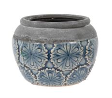 POTTERY EMBOSSED 5.5" BLUE GREY