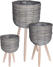 FLOWER POT SET/3 GRAY