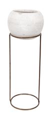 POTTERY SPHERE ON STAND 13X5" WHITE