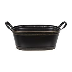 PLANTER OVAL TIN BLACK/COPPER