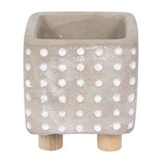 POTTERY SQ FOOTED POLKA DOT 3" GRAY