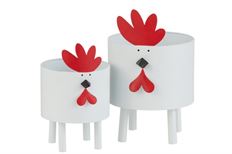POT MTL CHICKEN S/2 20CM WHITE