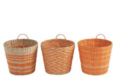 BASKET GRASS ASST/3 40X35CM NAT