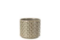 FLOWERPOT CROSSED 12CM GRAY