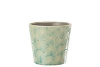 FLOWERPOT SEA TEXTURED 15CM TURQ