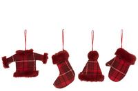 ORN CLOTHES 15CM RED PLAID