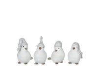 BIRD WITH/HATS 10CM 4 ASST WHITE