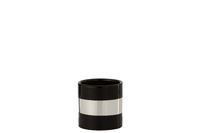 FLOWERPOT STRIPE 9CM BLACK/SILVER