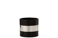 FLOWERPOT STRIPE 13.5CM BLACK/SIL