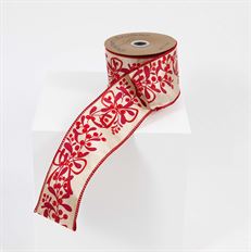 RIBBON BERRY BOW 2.5"X10YD RED/NAT