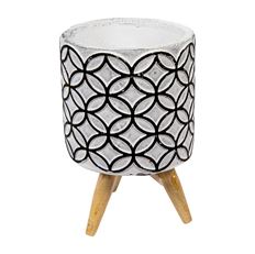 POT 4.25" CONCRETE W/3 WOOD LEGS