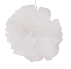 BALL 8" TULLE WHITE 4/PK