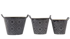 PLANTER SET/3 GREY/BLACK