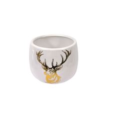 POT 4 1/8"H 4.5"D ROUND W/GOLD DEER