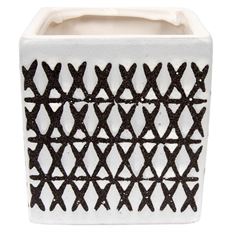 POTTERY PLANTER 4" SQ X BLACK