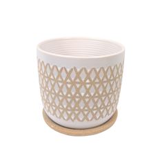 PLANTER CRISS/CROSS W/SCR 6" BEIGE