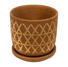 PLANTER CROSS W/SAUCER 5" TAN