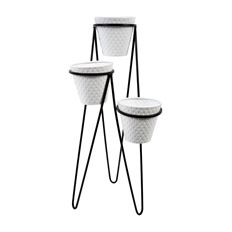 PLANTER 3 TIER METAL BLACK/WHT