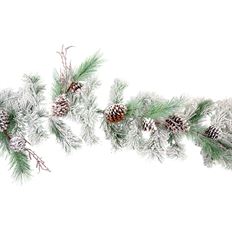 GARLAND 6' PINE/CONE GREEN SNOW