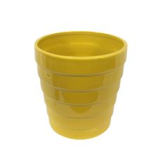 POT 6.75"H RIBBED MUSTARD