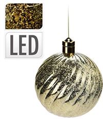 ORN BALL W/LED 15CM GOLD