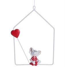 MOUSE W/HEART BALLOON 7.75" RED/WH