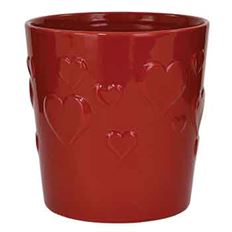 CERAMIC POT 4.5" EMBOSSED RND RED