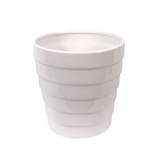 POT 6.75"H RIBBED WHITE