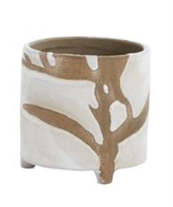 POTTERY SPRIG 4.5X4.5"WHT/BRN