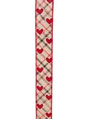 RIBBON #9 ARGYLE HEARTS 1.5X50Y NAT