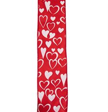 RIBBON SATIN JANE HEART 2.5X50Y RED