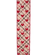 RIBBON ARGYLE HEART 2.5"X50Y NAT