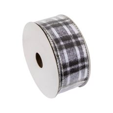 RIBBON GREY/WHITE PLAID 1.5"X10Y