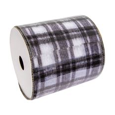 RIBBON GREY/WHITE PLAID 4"X10Y