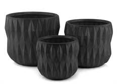 POTTERY GROOVED 6X6.75" BLACK